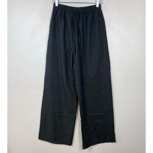 White Fox Power To Her‎ Pants Wide Leg Drawstring Black Comfy Casual Size Small